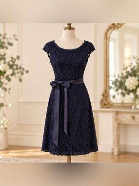 Kennedy Blue Navy Lace Bridesmaid Cocktail Dress Size 10